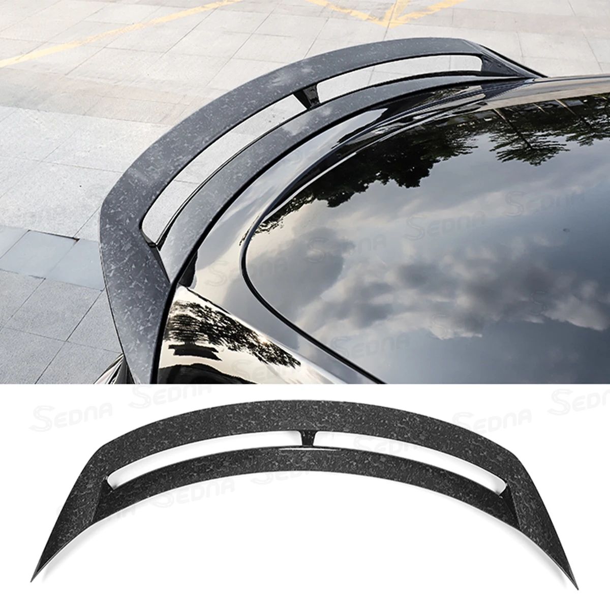 For 2021 -2024 Tesla Model Y Trunk Bright Black and Carbon Fiber Pattern ABS Lid Spoiler Wing Car Tailgate Body Kit Accessories