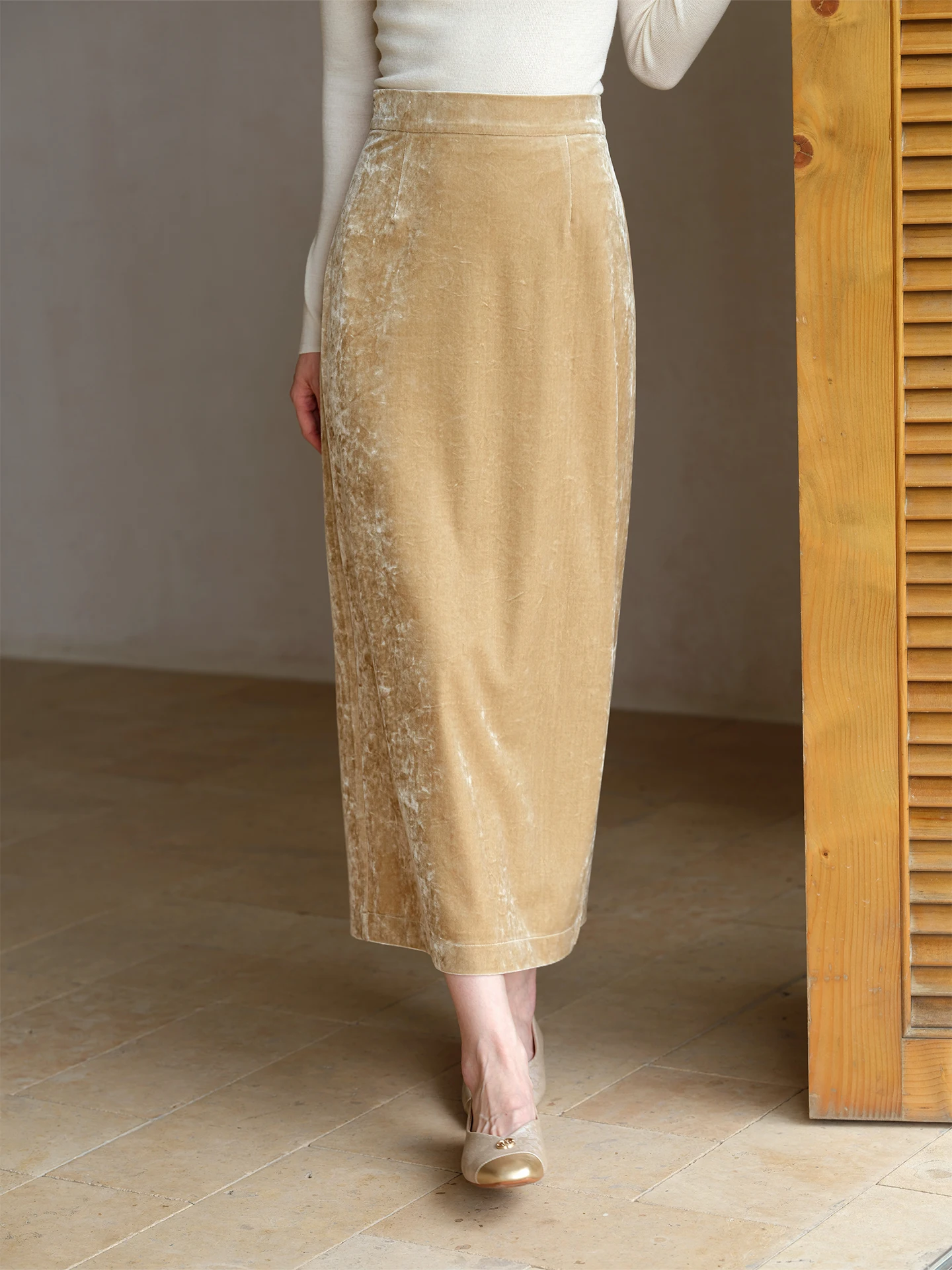 Falda larga de terciopelo recta de cintura alta Ele, nueva falda Hanfu china de otoño e invierno para mujer, Faion informal