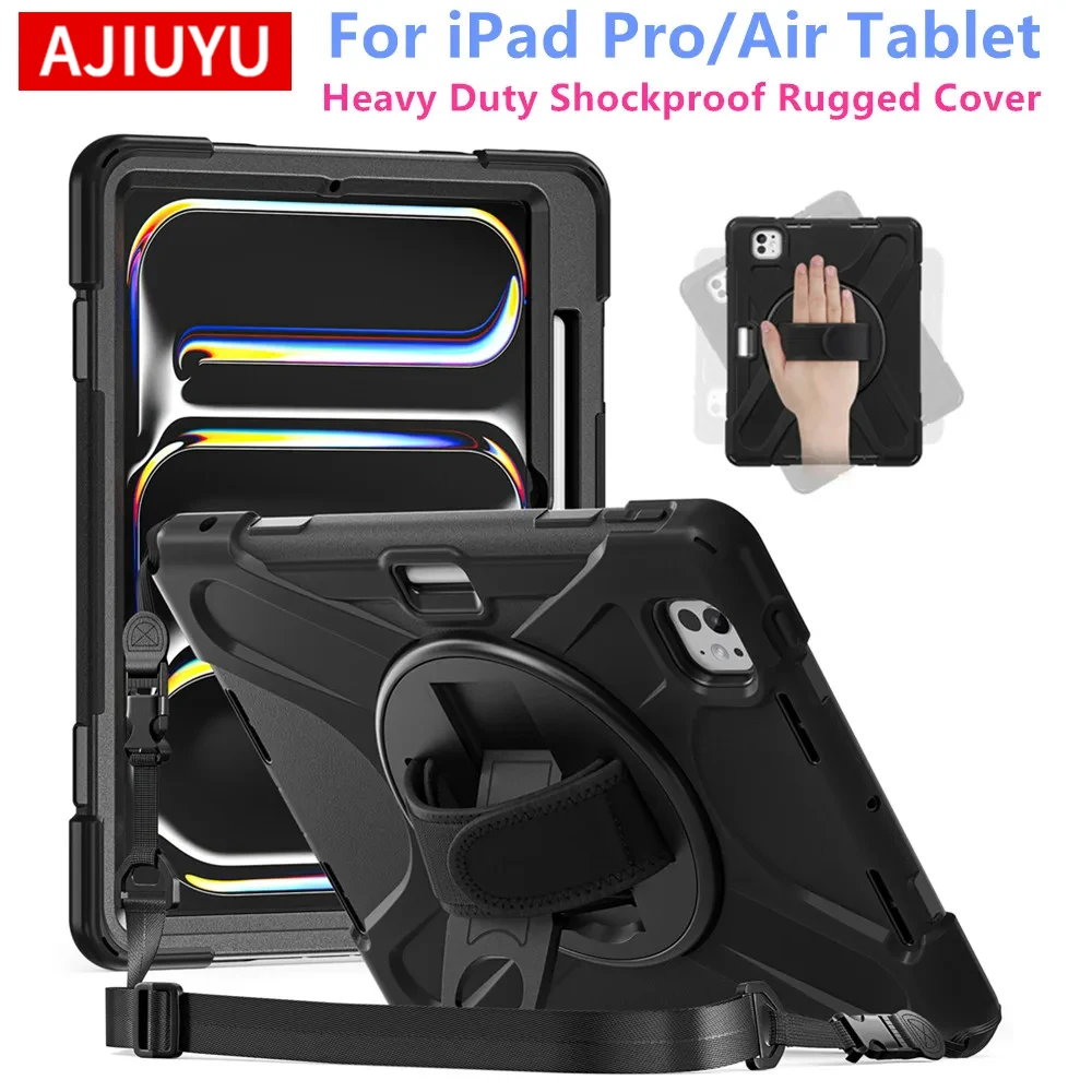 

Детский силиконовый бронированный чехол для iPad Air 11 13 2024 2025 M3 M2 Tablet iPad Pro 11 12,9 13 дюймов M4 M5 Air5 4 Чехол с держателем для карандашей