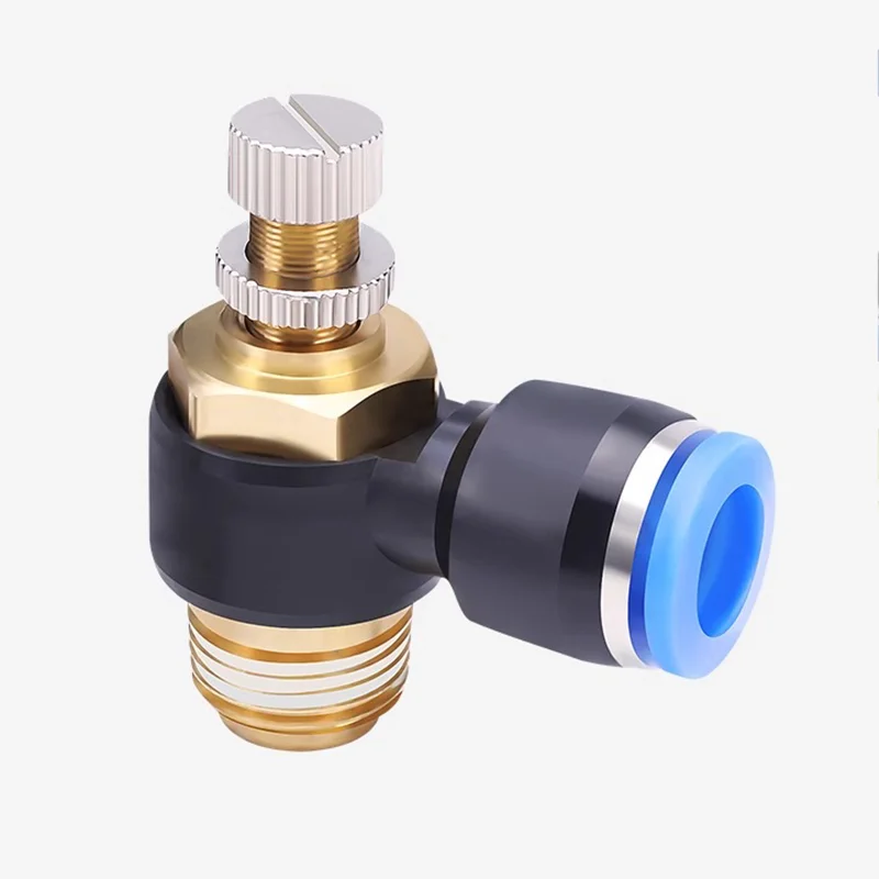 SL Pneumatic Quick Connector 1/8 1/4 3/8 1/2 Speed Throttle Valve Cylinder Flow Speed Control Switch Air Pipe Quick Plug