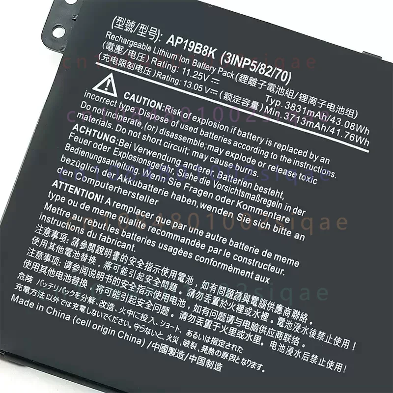 AP19B8K FOR battery Apply to ACER Aspire A314 A315 A317 series laptop 11.25V 41.76Wh 3713mAh