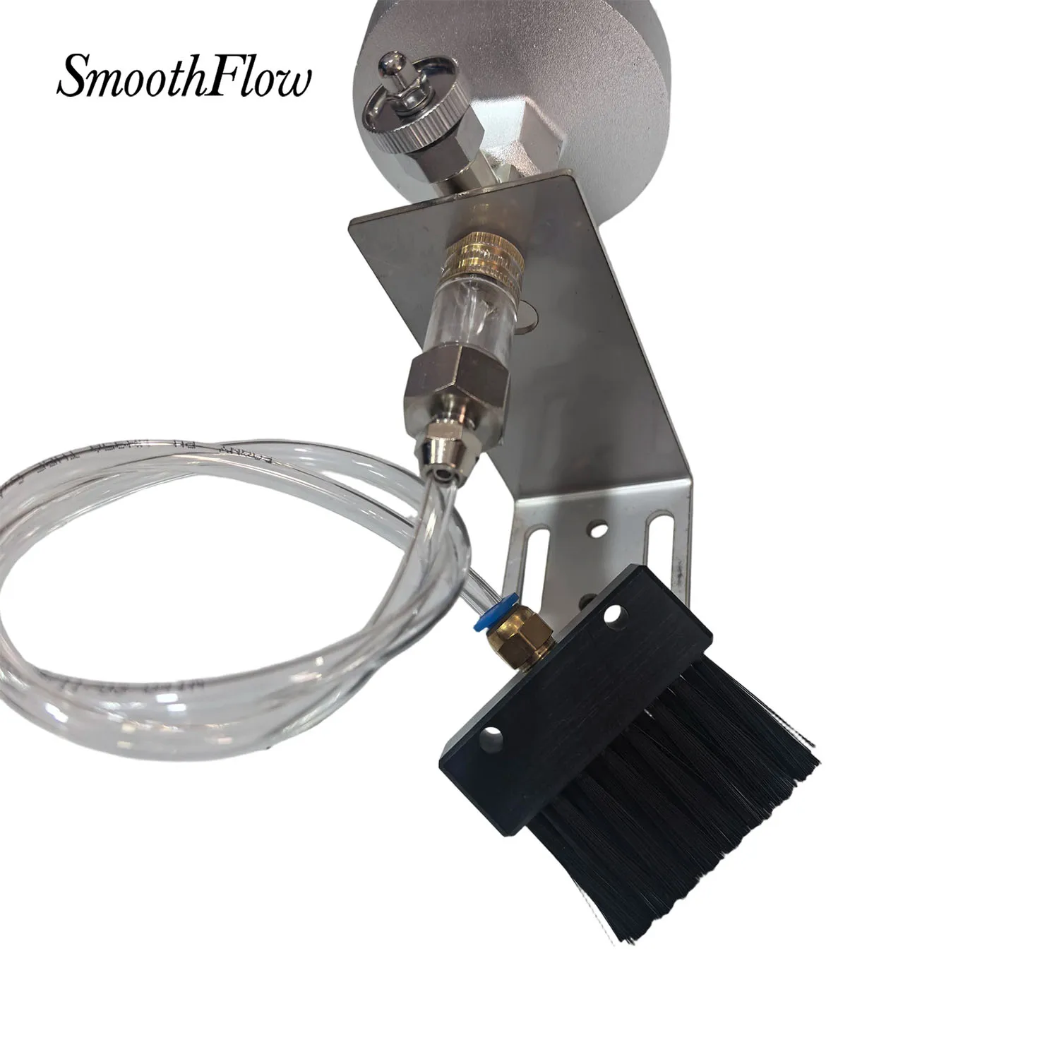 Drip Feed Lubrication Kit 350ml Oil Cup 60mm Brush Stainless Steel L Bracket PU Hose for CNC Machine Tool