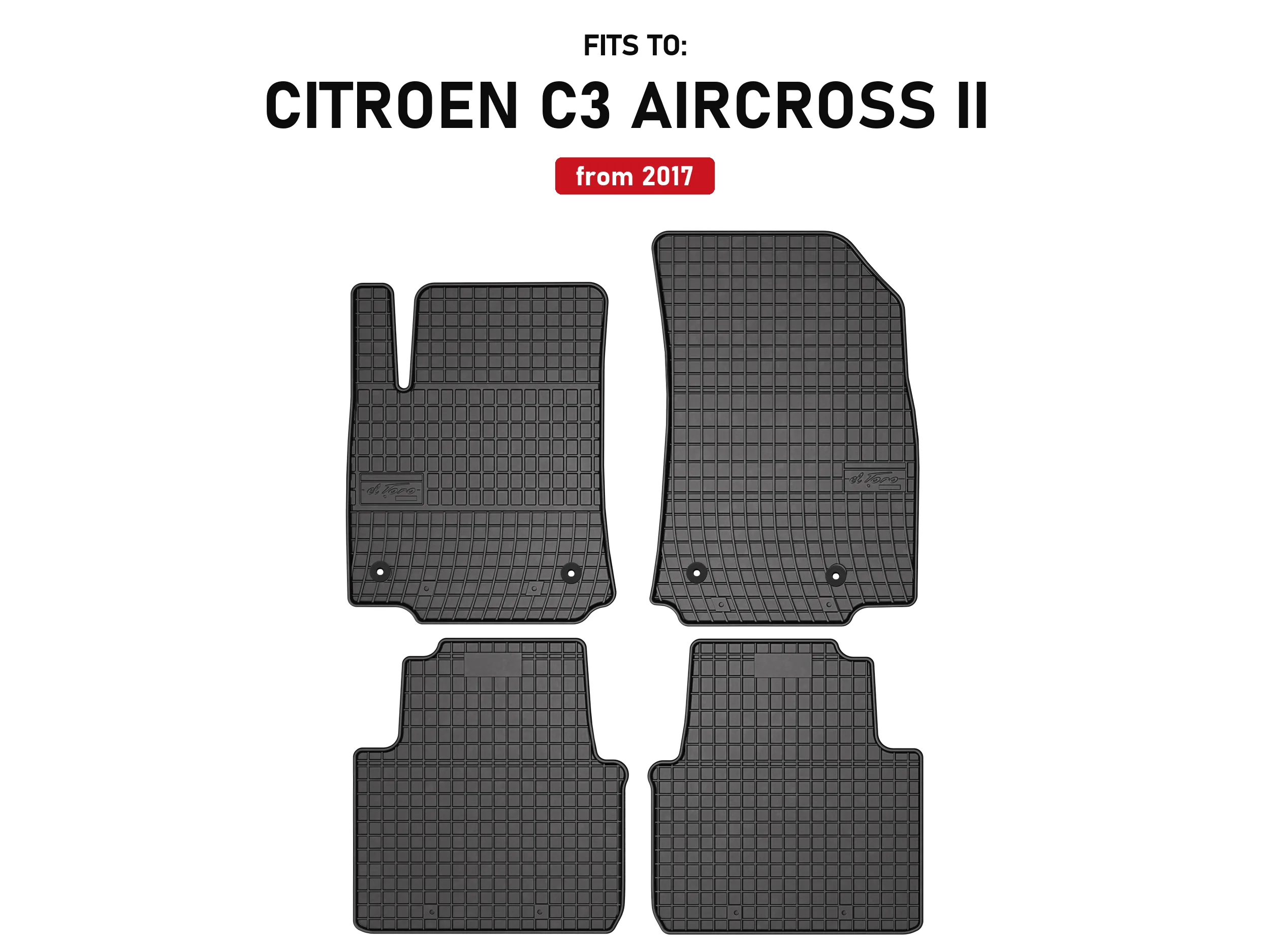 Zwarte auto rubberen vloermatten voor: Citroen C3 Aircross II 2017-