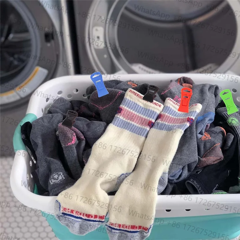 Trendy! 60 Sock Clips for Washing Machine and Dryer, Sock Clips with Hooks,Sock Holder Washing Machine, Directly Into the Drawer