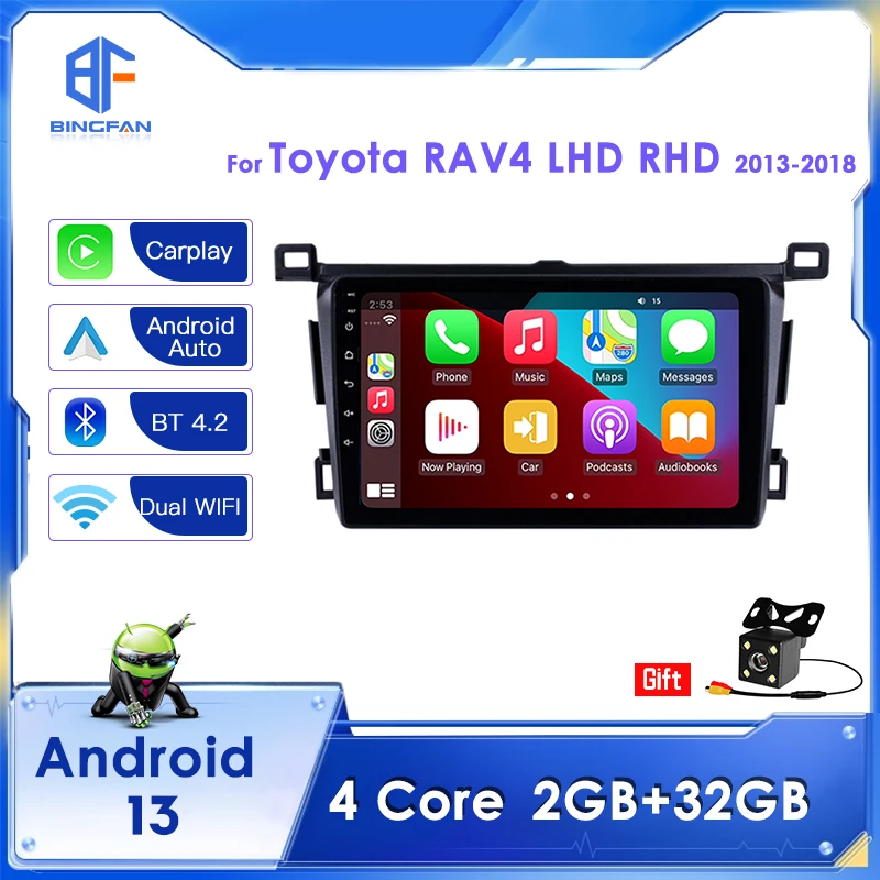 

BINGFAN HD Rear Camera Frame Kit 2G 32G car radio Quad Core android player 9 inch for Toyota RAV4 LHD RHD 2013-2018