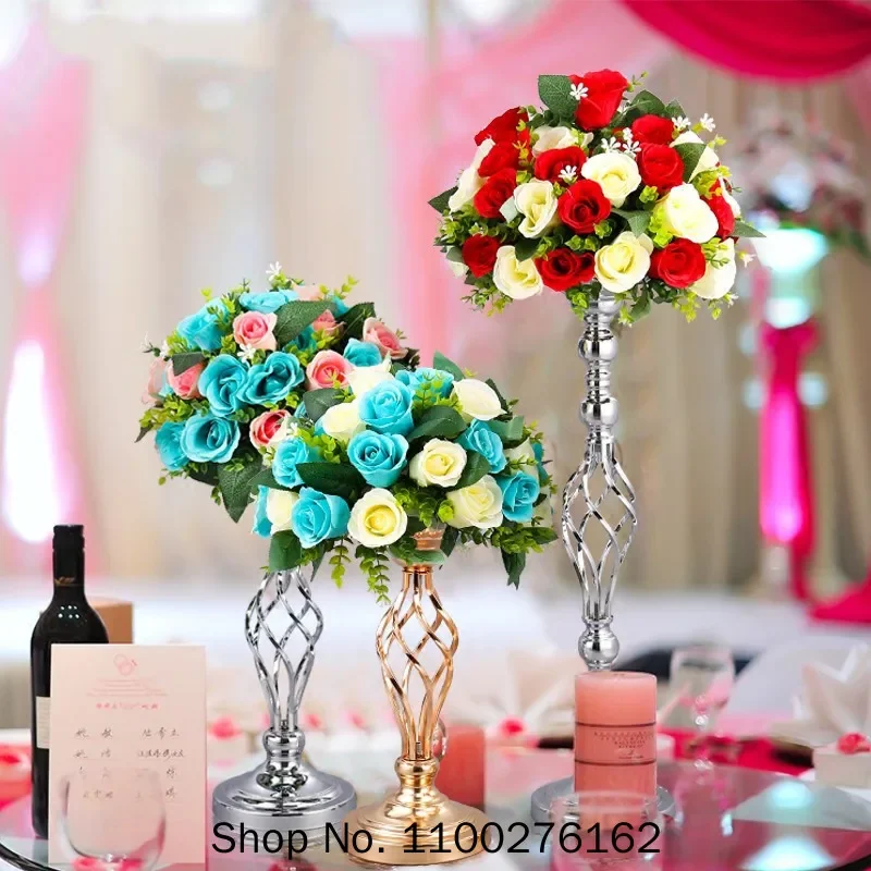 5pcs/lot Metal Gold Silver Candle Holders Table Candlestick For Wedding Candelabra Flowers Vases