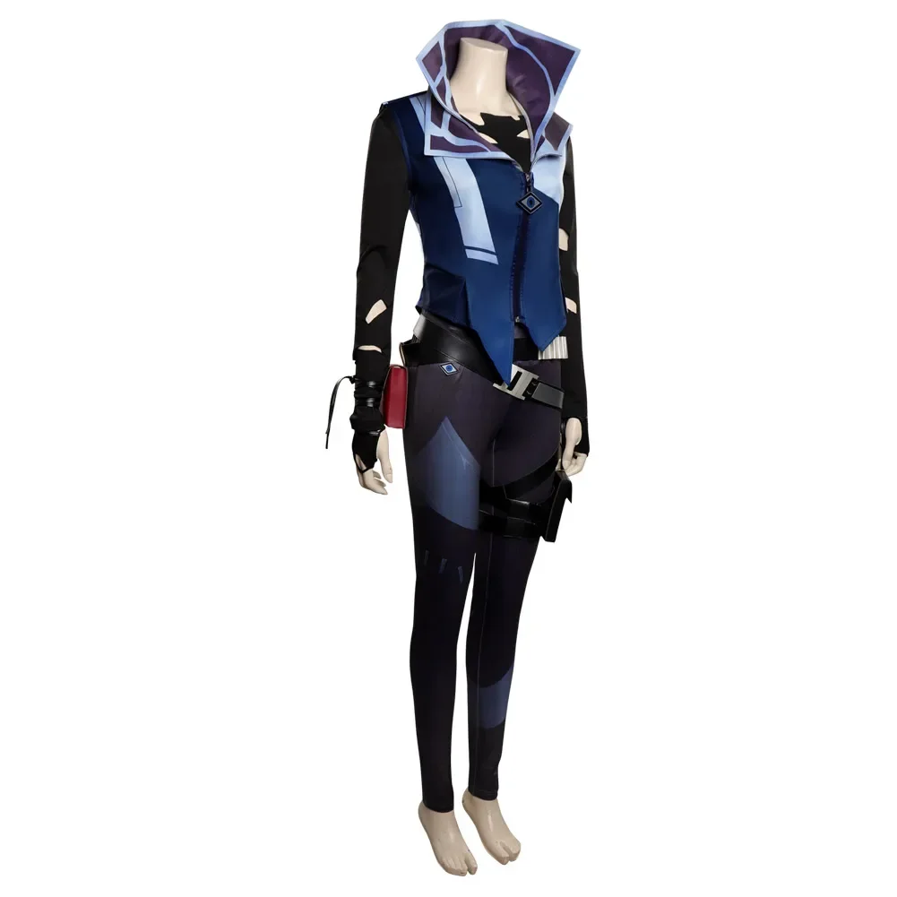 Valorant Fade Cosplay Costume para Mulheres Adultas, Colete, Calças, Cintos, Roupas, Sapatos, Botas, Dia das Bruxas, Terno de Carnaval