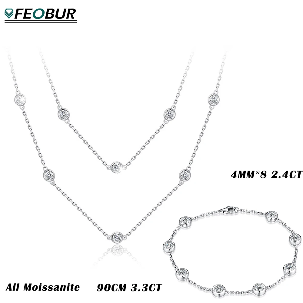 

Женское многослойное ожерелье с муассанитом, из серебра 925 пробы
