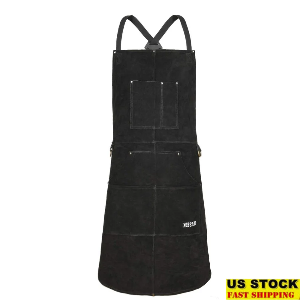 Heavy Duty Leather Apron with 6 Pockets Welding and Woodworking