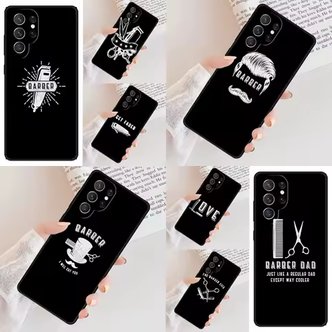 Barber Vintage Classic Barber Retro Phone Case For Samsung Galaxy S24 S23 S22 S21 Ultra S10 Note 10 Pro S20 Plus FE S9 S8 Cover