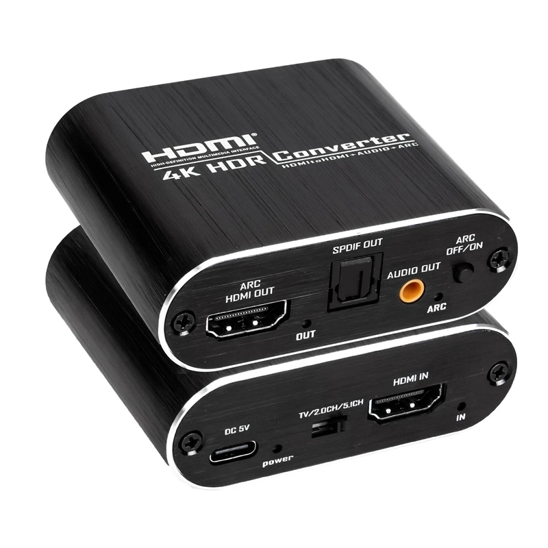 4K 5.1CH HDR ARC Audio Extractor HDMI To Optical Toslink SPDIF 3.5mm AUX Stereo Audio Converter for PS5 Xbox TV Speaker