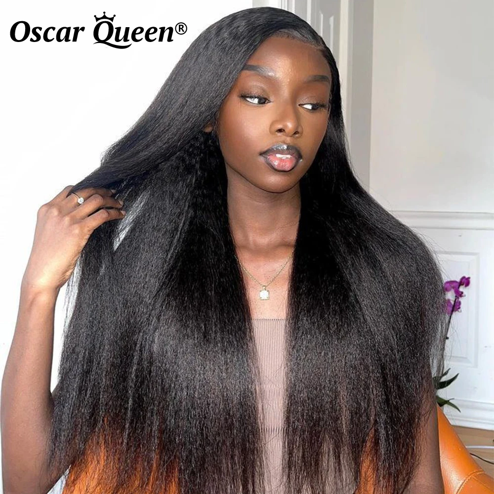 13x6 Lace Front Wig Light Yaki 4x4 Closure Lace Frontal Wigs Human Hair Wigs For Women Kinky Straight Wig Preplucked 200%