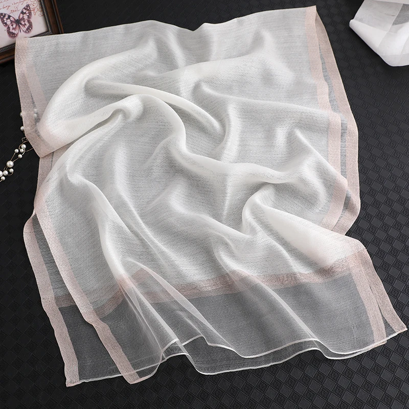 Luxury Brand 2023 Women Silk Scarf Thin Summer Lady Beach Shawl Scarves Muslim Fashion Foulard Female Hijab Headscarf