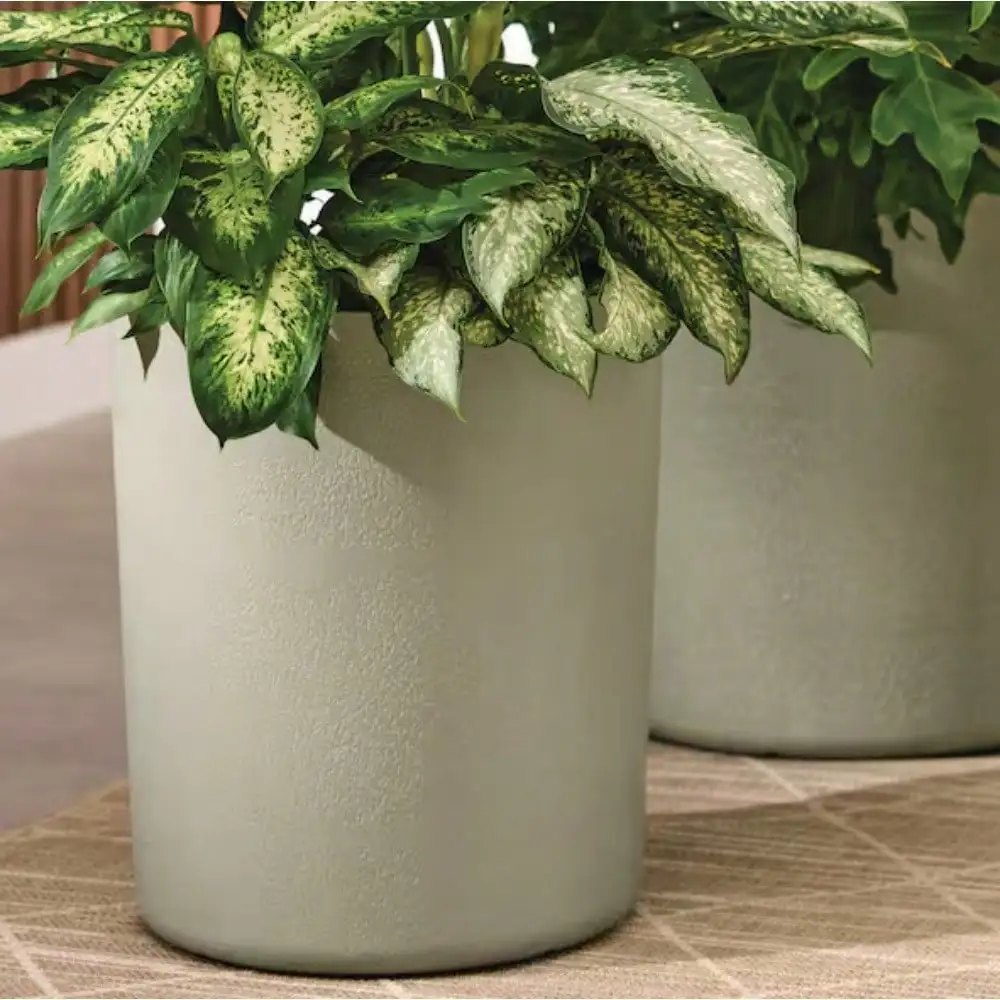 Plant Pots, 13 in. and 16 in. Gray Resin Planters - Nested Set 2 Piece set easily helps decorate any area with multiple plants.