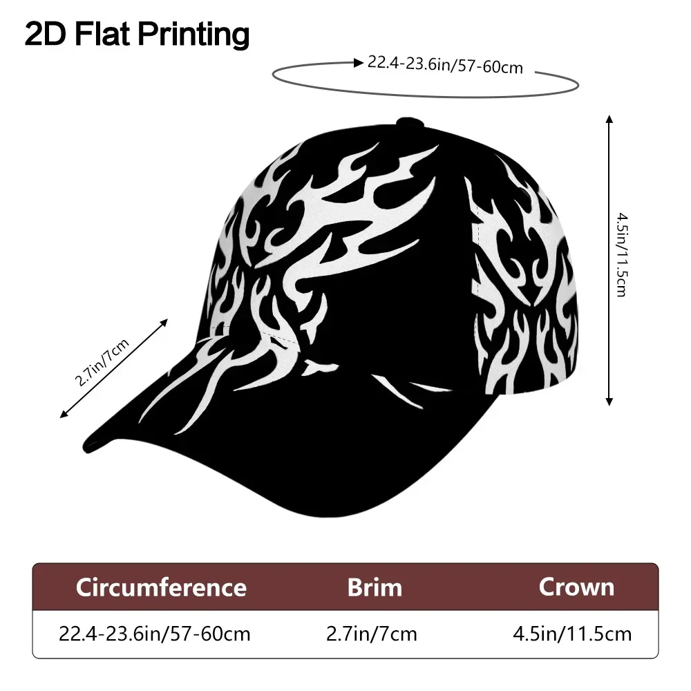 Customization Hats 1pc, Two-Dimensional Flat Abstract Flame Pattern Versatile Outdoor Duckbill Hat – Trendy Unisex Cap Featuring