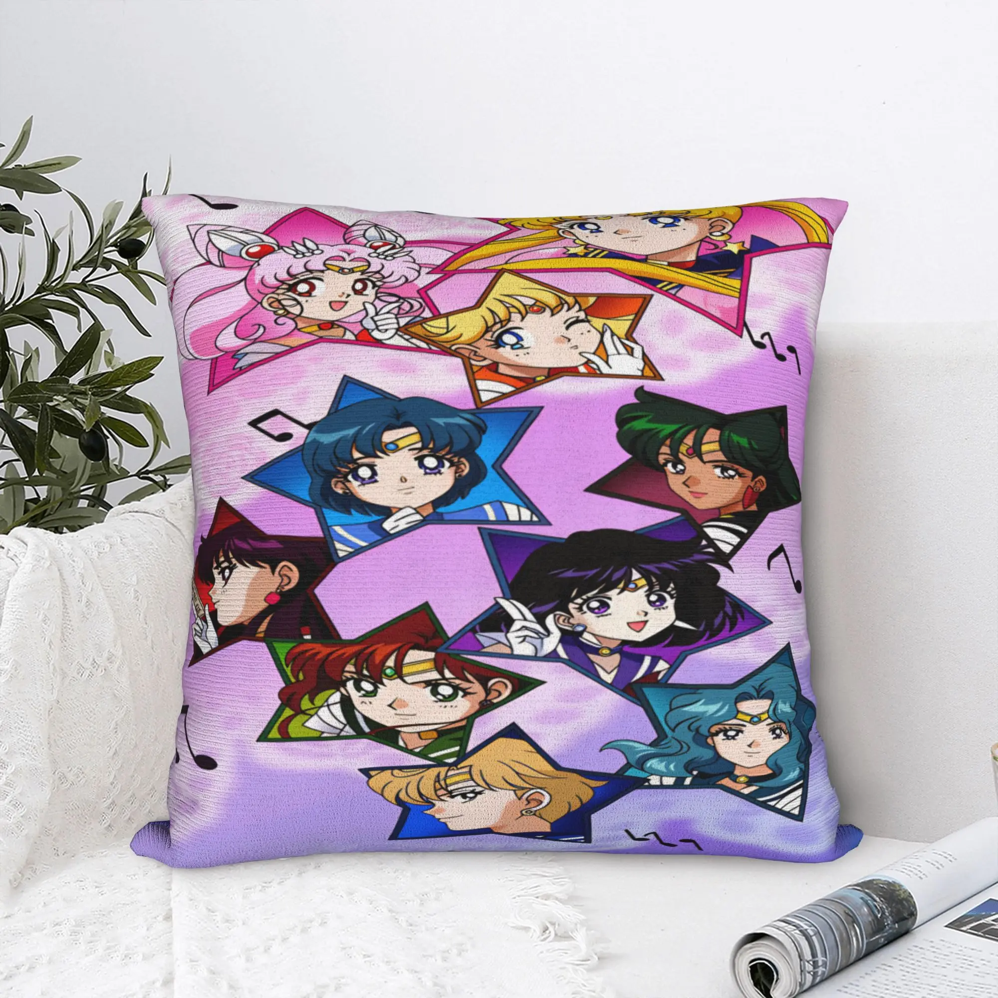 S-Sailor Moons Pillow Cover  Kawaii Pillow Case For Living Room Chair Comfy Pillowcases Gift