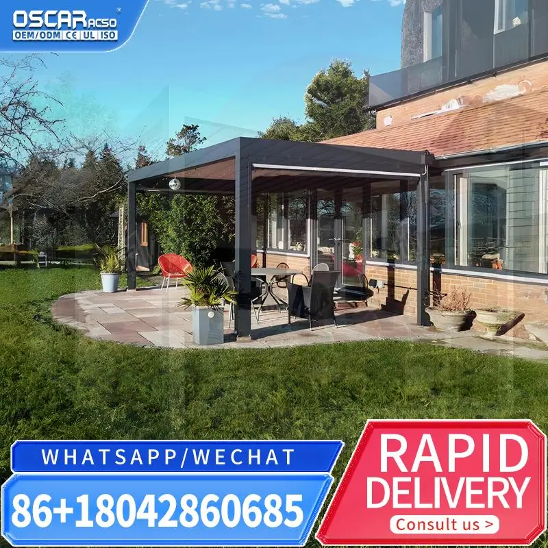 Retractable Electric Metal Canopy Louvered Aluminum Pergola for Yard Patio Garden 4x6 Bioclimatic Design pergola