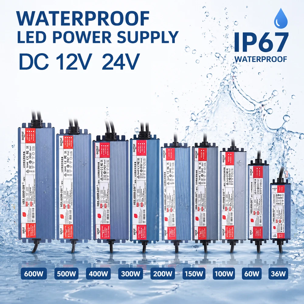 AC to DC IP67 waterproof power supply 36W 60W 100W 200W 300W 400W 500W 600W LED driver Outdoor LED lighting low-voltage transfor