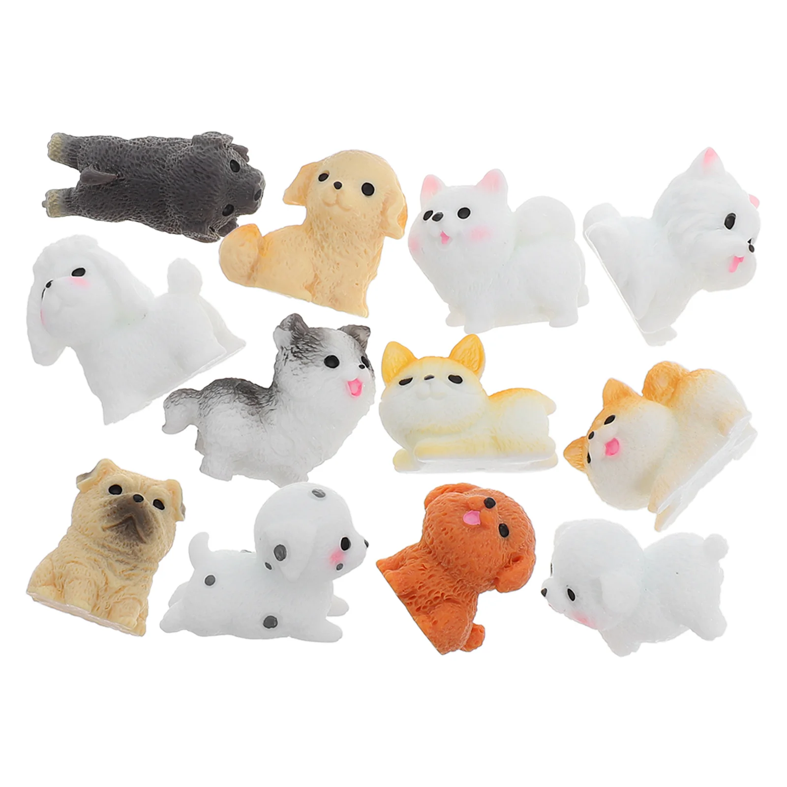 

12pcs Mini Puppy Decor Dog Figurines Resin Cute Statue Landscape Garden Flowerpot Decoration Miniature Animal Playset Figures