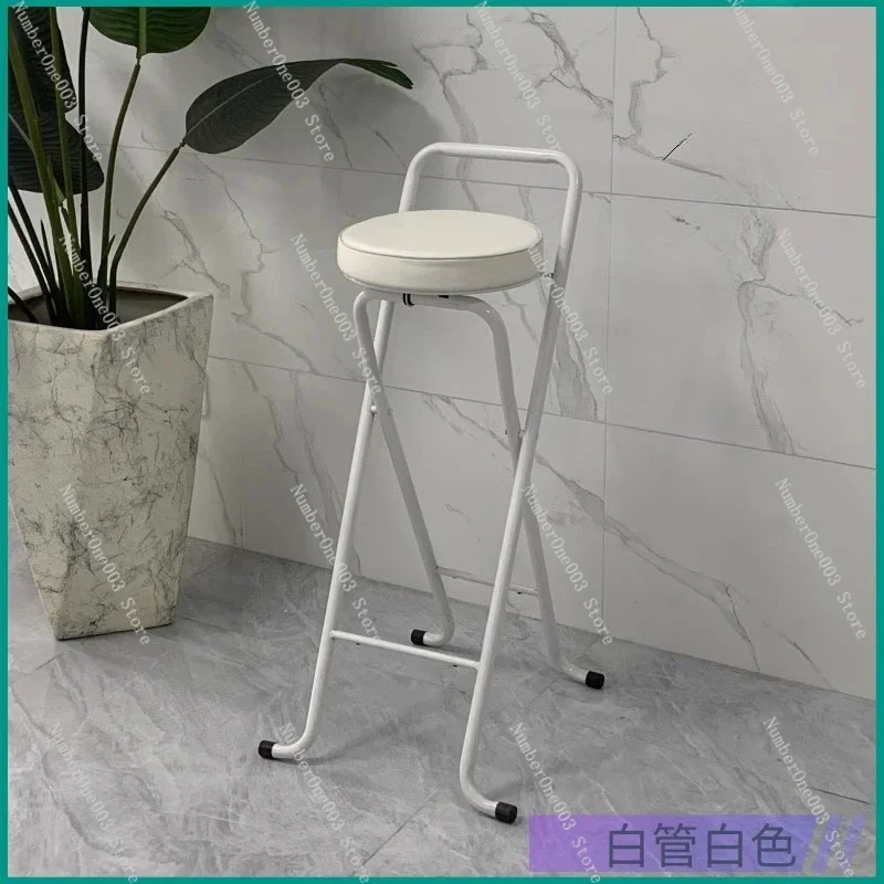 80cm High Folding Bar Stool with Backrest Balcony Bar Outdoor Fishing Chair Modern Minimalist Home Dining Bar Stool