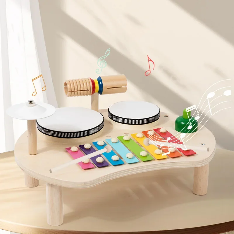 유아용 드럼 세트, 몬테소리 나무 타악기 감각 발달 실로폰 키트 교육용 장난감