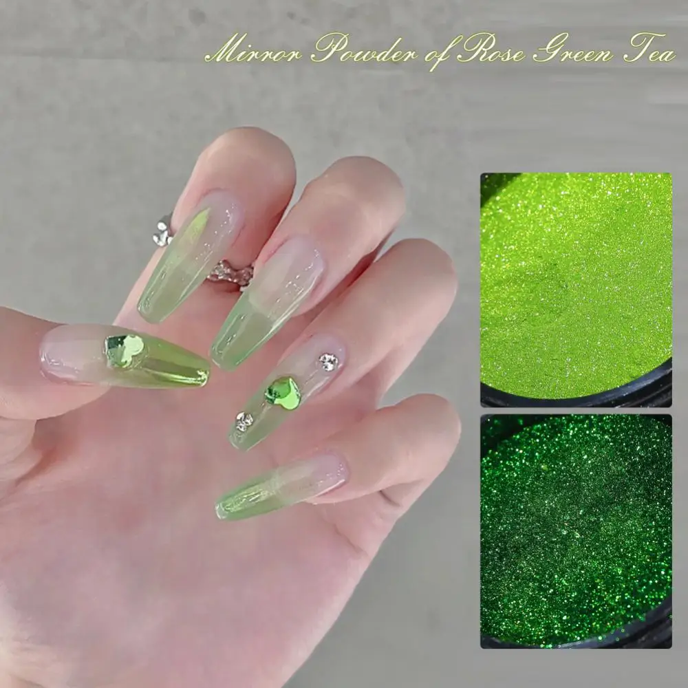 Nagelspiegelpoeder Langdurig Effect Gemakkelijk Toe Te Passen Oogverblindende Top-Rated Prachtige Must-Have Unieke Glanzende Afwerking Trendy Roze Groen