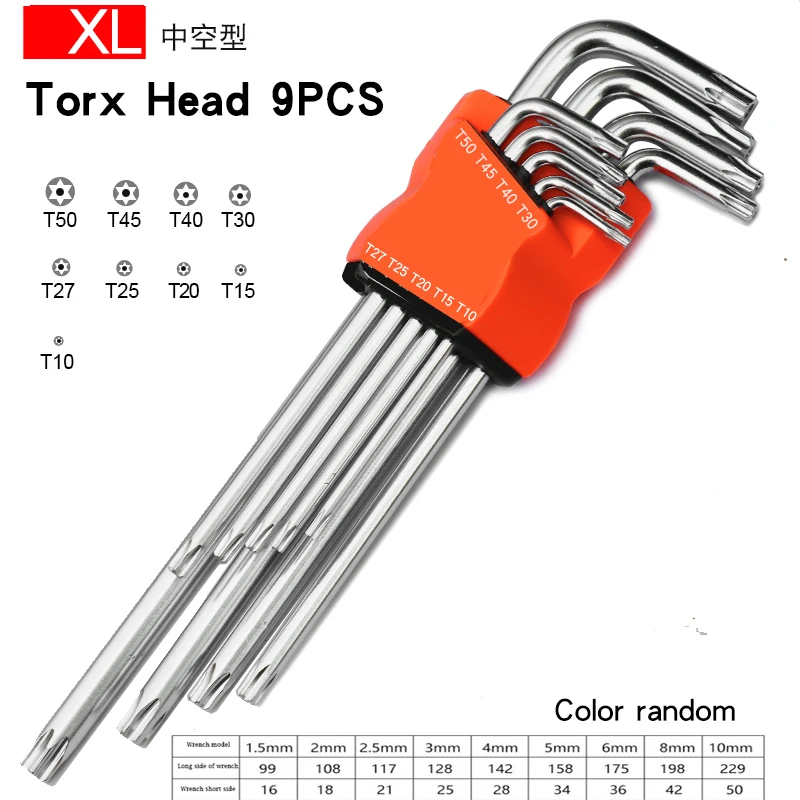 8PCS/9PCS L Type Double-End Screwdriver Hex Wrench Set Allen Key Hexagon Flat Ball Torx Star Head Spanner Key Set Hand Tools