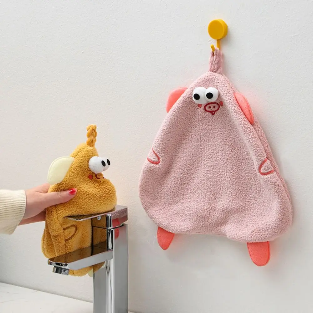 2 قطعة مناشف الاستحمام ستوكات الكرتون خنزير منشفة اليد معلقة لطيف الكورية خنزير قماش الأطباق سميكة لينة الحيوان منشفة استحمام الأطفال #4