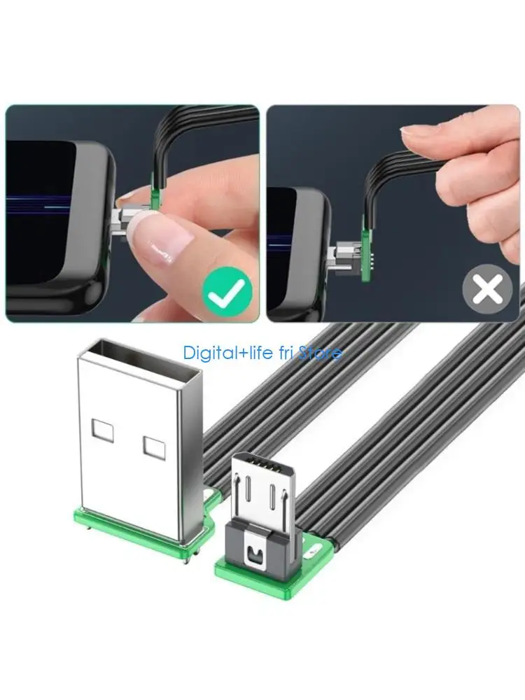 E06D 90 Degree Right Angle USB to USB 5Pin Down Bend Power Cable 8 Length for Efficient Charging Supports 480Mbps Data Sync