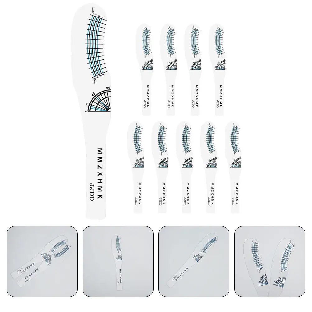 10 Pcs Eyebrow Balance Ruler Lash Tool Curved Eyelash Positioning Measuring Tools
