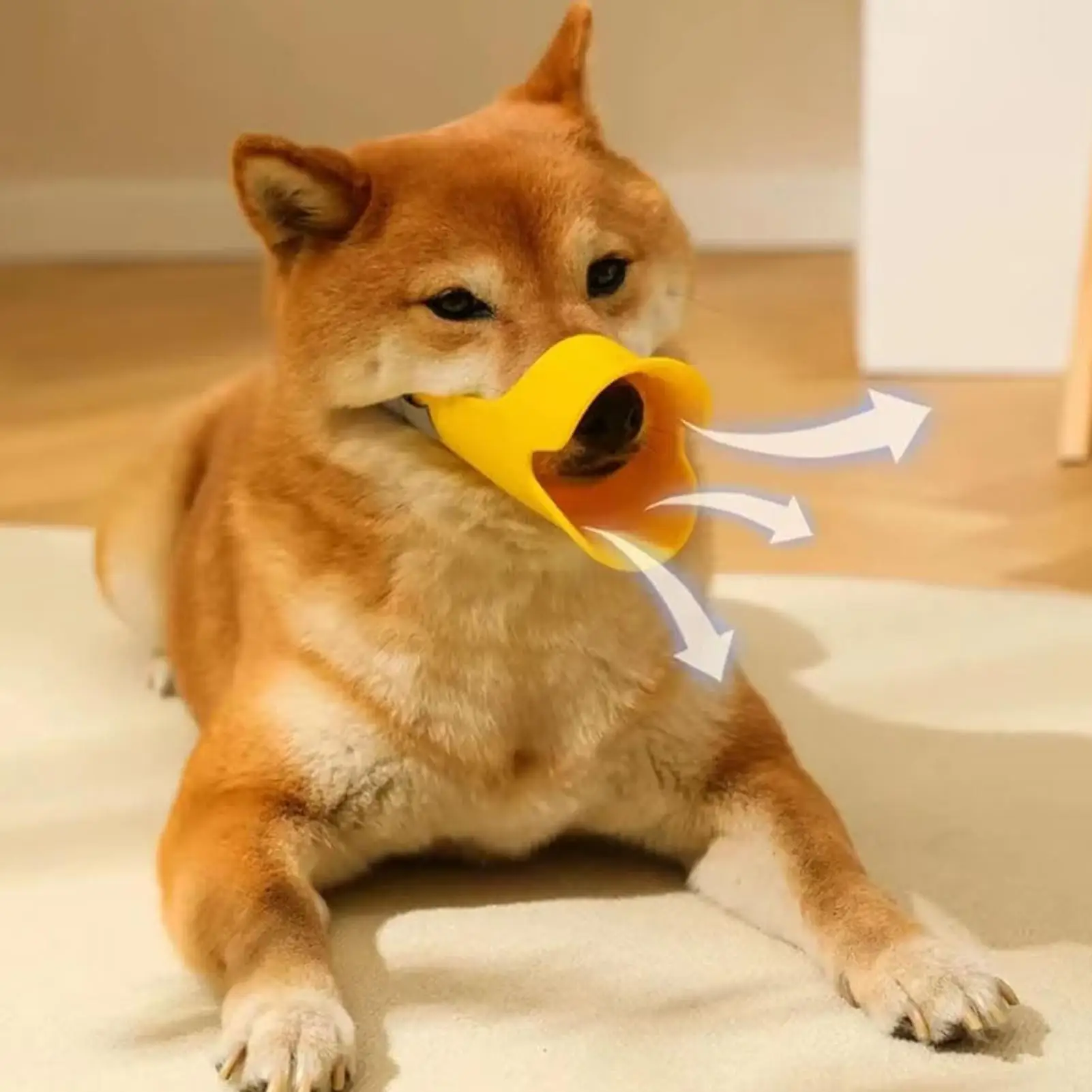 Soft Silicone Pet Muzzle Cute Duck Mouth Breathable Anti Bite Cover Adjustable Fastener Strap For Medium Small Dog Outdoor