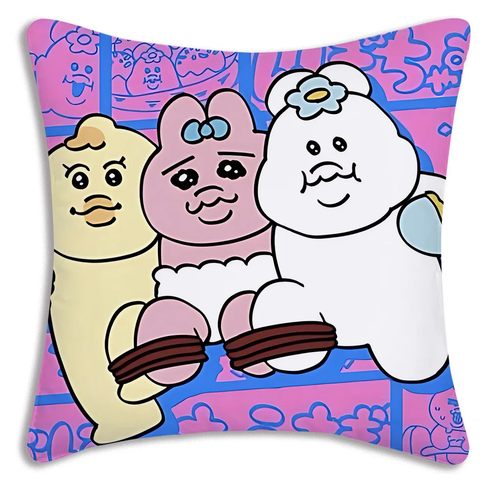 Kawaii O-Opanchu Usagi Pillow Covers Cartoon Sofa Decorative Home Double-sided Printing Short Plush Cute Cushion Cover