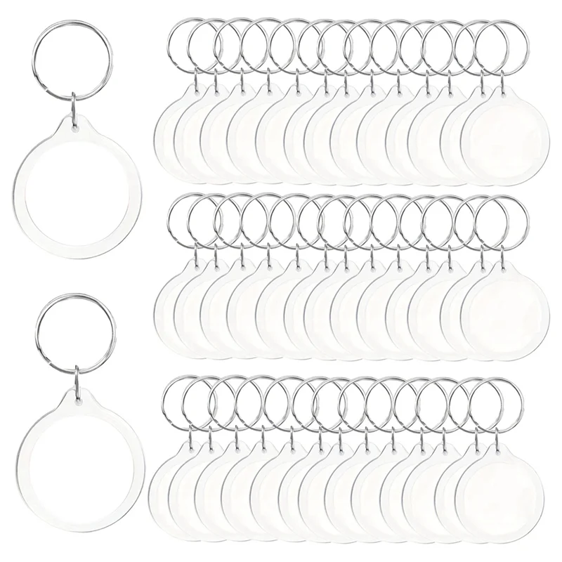 ABMH-قلادة إطار الصورة Keyrings جولة فارغة صور إدراج المفاتيح DIY بها بنفسك الحرفية إطار صور أكريليك كيرينغ حامل