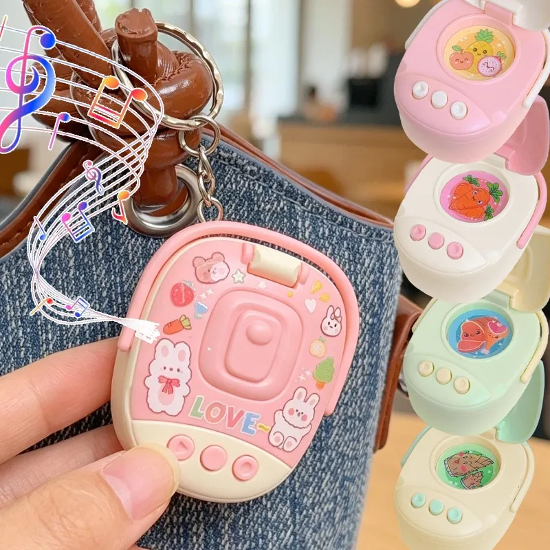 Cute Mini Rice Cooker Keychain Cartoon Recorder Toy Keyhold Pendant, Funny Kitchen Appliance Shaped Bag Charm Decoration&Gifts