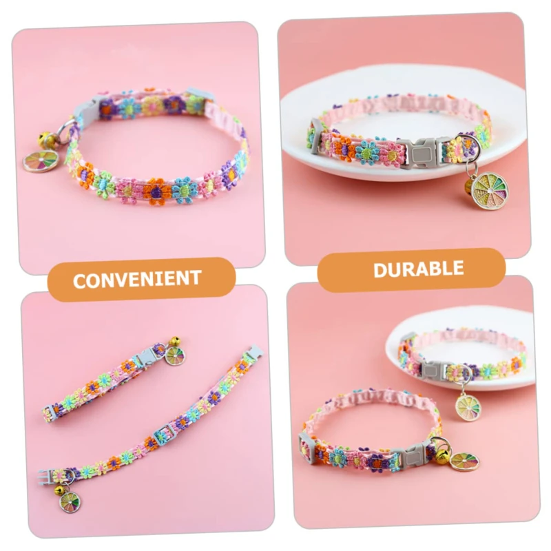 Collier pour animaux coloré avec clochette et empreintes pattes_voghion.com