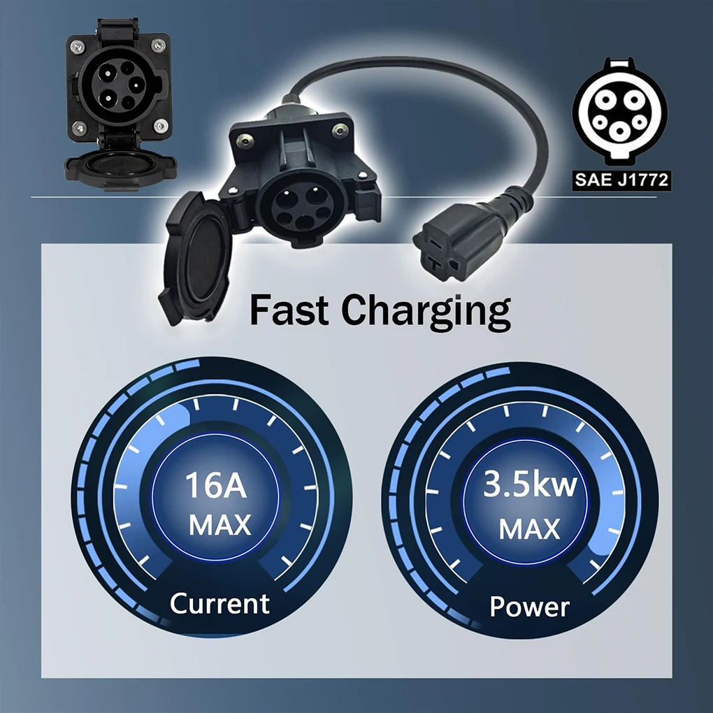 

220V J1772 Type1 Socket To NEMA 5-15/5-20 EV Charger Adapter 16A 3.3KW 0.5M Cable for E-Bike/Scooter/One wheel