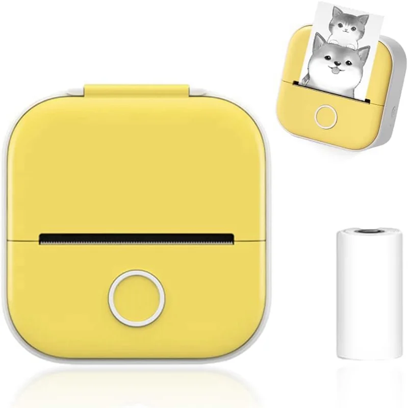 ADP-Mini Pocket Printer, Portable Instantly Sticker Printer, Premium Printer Sticker Maker Pocket Thermal Printer (Yellow)