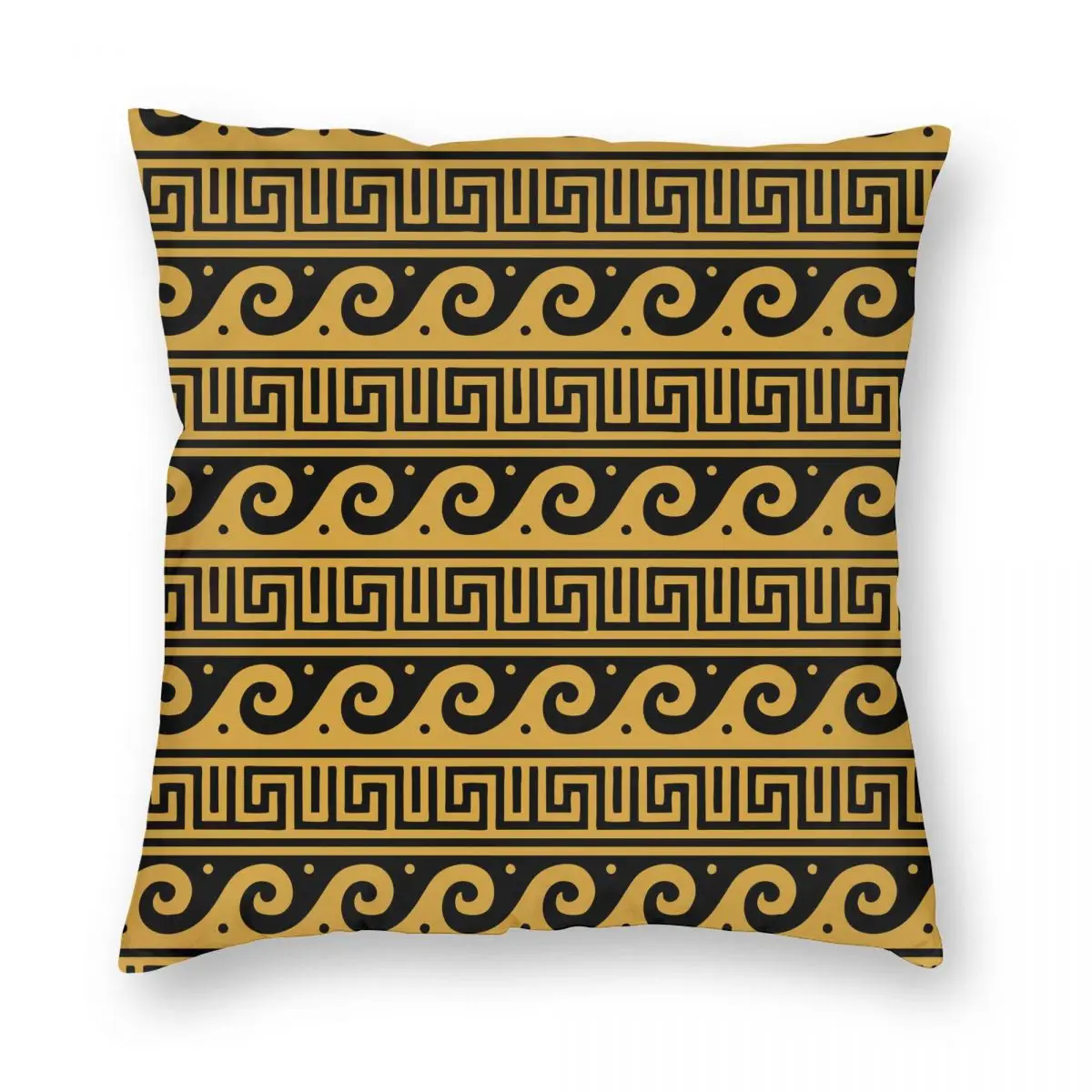 Greek Key With Waves Gold Pillowcase Double-sided Printing  Cushion Cover Gift Pillow Case Cover Living Room Square 40*40cm