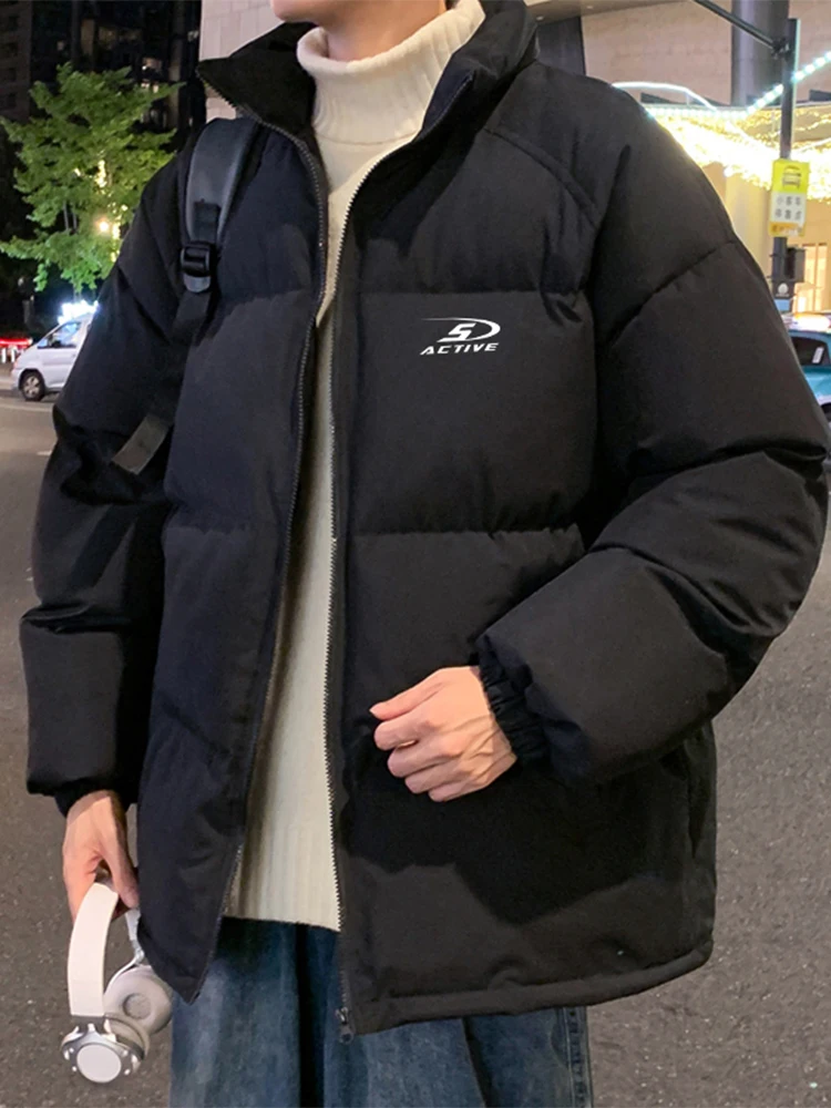 

Men's Winter Thiened Warm Windproof Coldproof American Loose Jinjiang down Cotton Jaet Stand Collar Cotton Coat