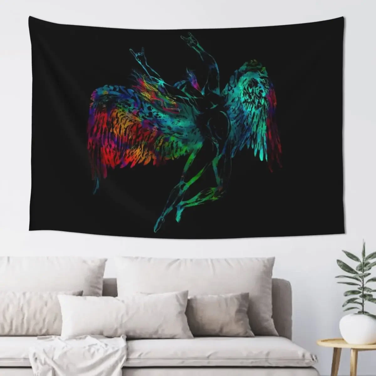 ICARUS THROWS THE HORNS - mythical*awesome UNLISTED designs in my portfolio* Tapestry Wall Art Tapestry