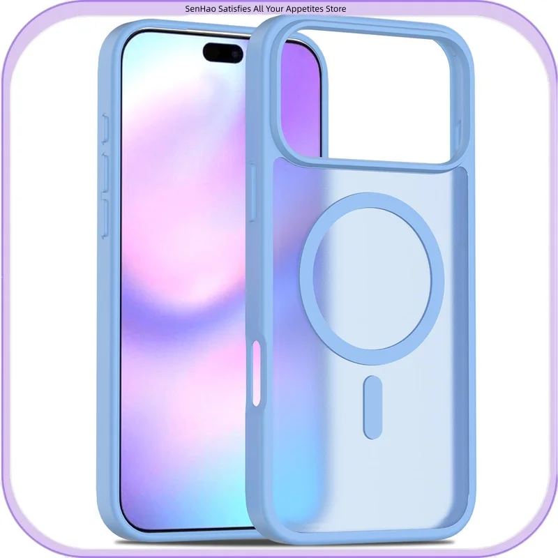 

Магнитный чехол, совместимый с чехлом 17 Pro Max, противоударный чехол Magsafe с защитой от падения 2 в 1, с матовой кожей