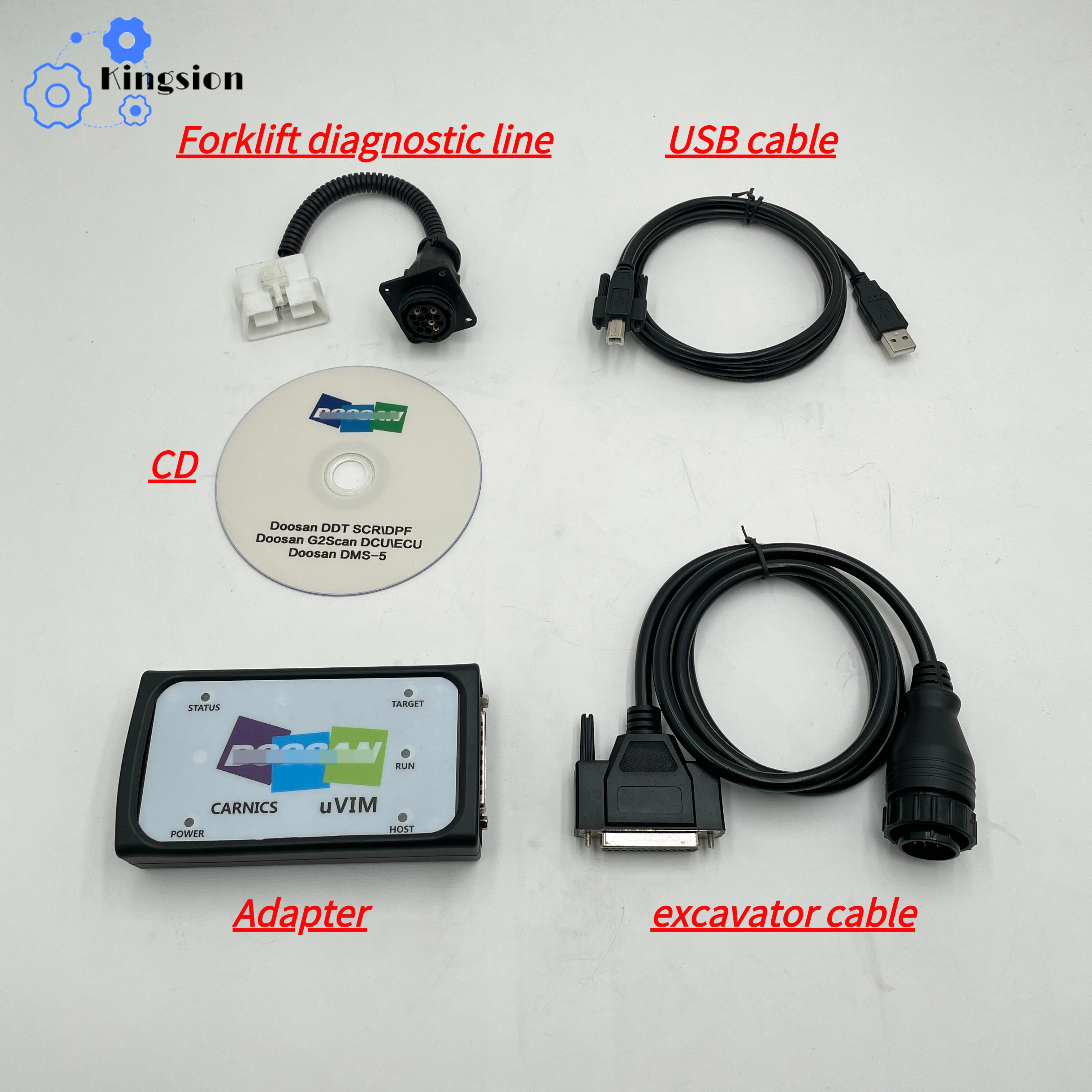 For Doosan uVIM diagnostic tool excavator forklift engine detection OBD interface DDT CARNICS SCR DPF DMS-5 DCUECUG2