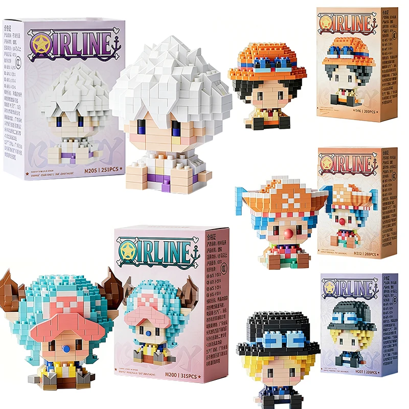 3D Mini-Bausteine ONE PIECE Charakter Sonnengott Nika Luffy Zoro Sabo Montage-Figuren Modellbausatz Sammler-Spielzeug Fan-Geschenke