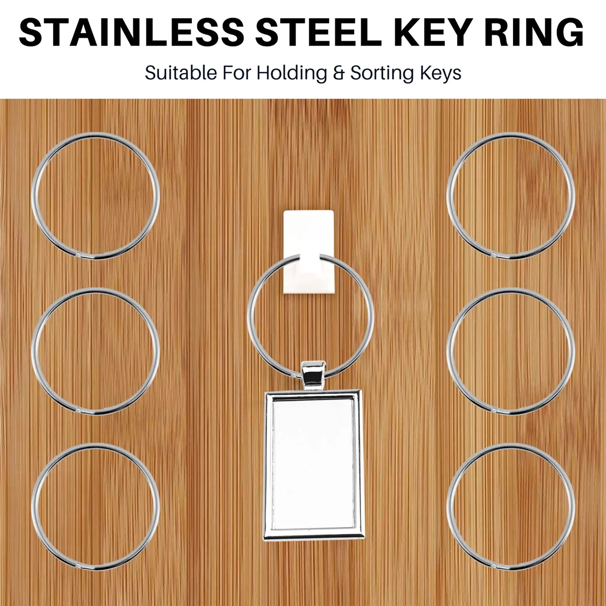 L68A10X Quality 50Mm Keyring Split Ring Set Heavy Duty Large Nickel Key Loop Sprung Hoop