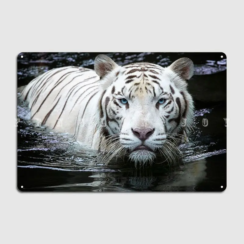 His Majesty White Tiger Poster Metal Plaque Club Party Cinema Funny Wall Plaque Tin Sign Poster