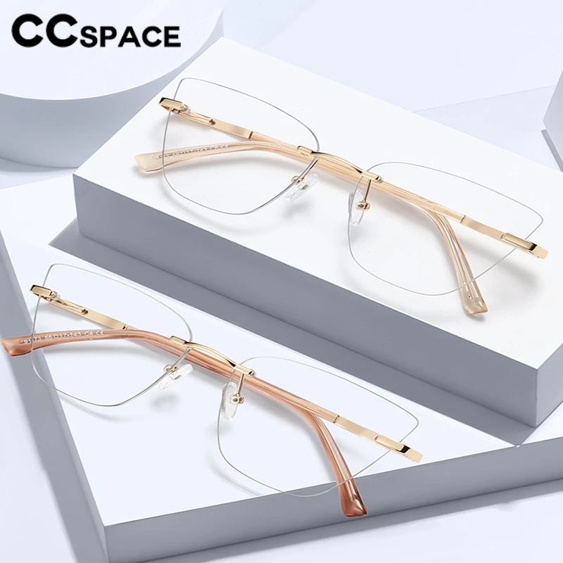 جديد عين القط بدون إطار إطار نظارات النساء نظارات للقراءة خفيفة للغاية معدنية TR90 الضوء الأزرق حجب النظارات الطبية #3