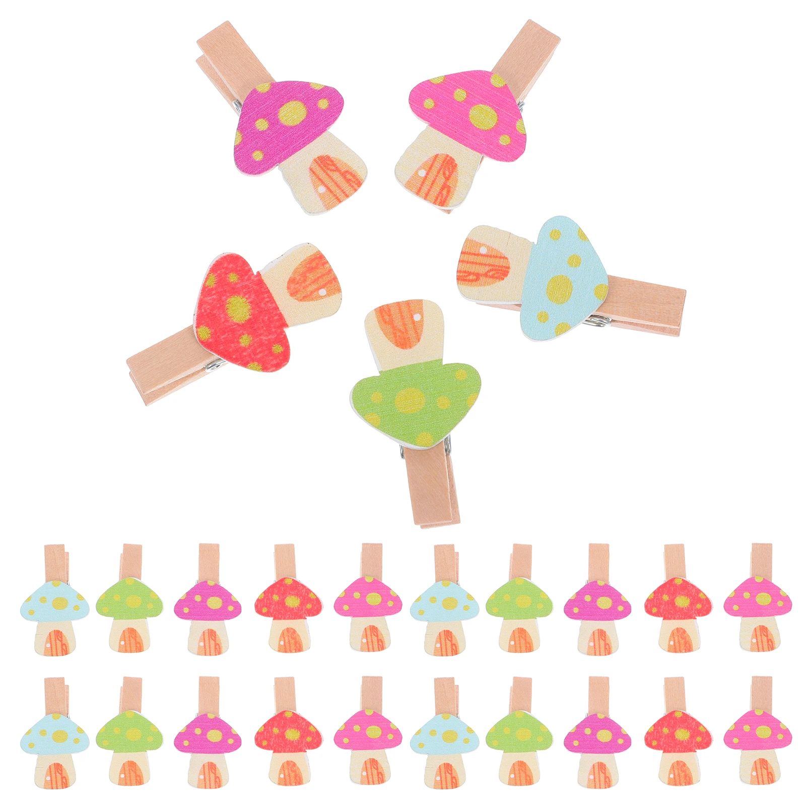 

50Pcs Wood Clips Mushroom Shaped Cartoon Photo Clip for DIY Decoration Gift Party Favor Craft Material Wooden Clamp