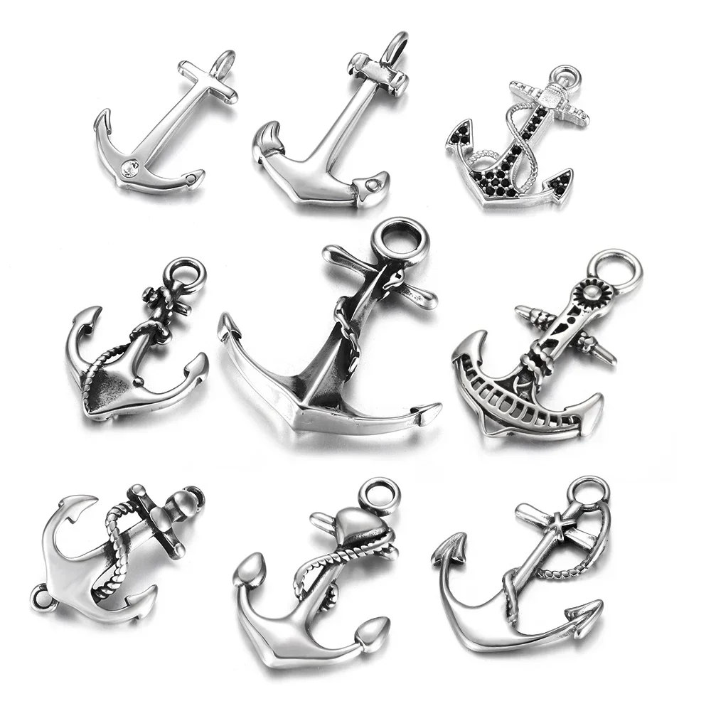 Stainless Steel Anchor Hooks Clasps Accessories for Milan Rope Leather Bracelet Jewelry Making Necklace Pendant Findings