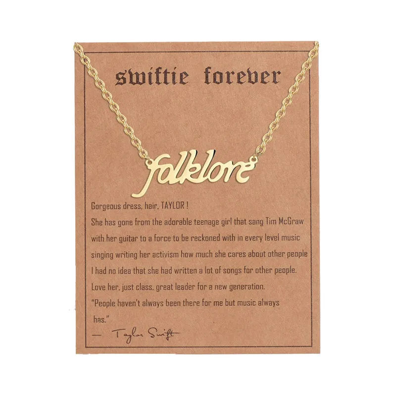 Rinhoo Stainless Steel Inspired Necklace for Women Folklore Lover Reputation 1989 Red Speaknow Fearless Eras Necklaces Jewelry