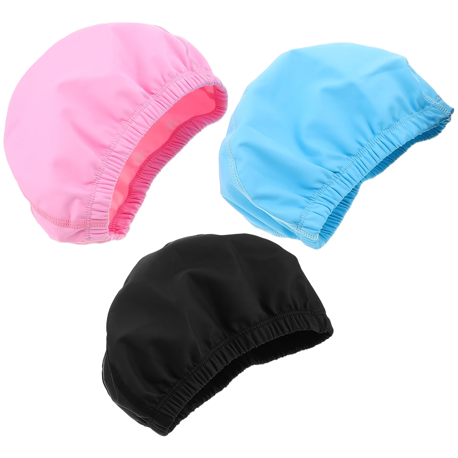 

3Pcs Adult Waterproof Swim Caps PU Unisex Elastic Large Bathing Hat for Swimming Training Short Long Hair Protection